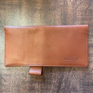 Vintage Coach British Tan Leather Checkbook Holder